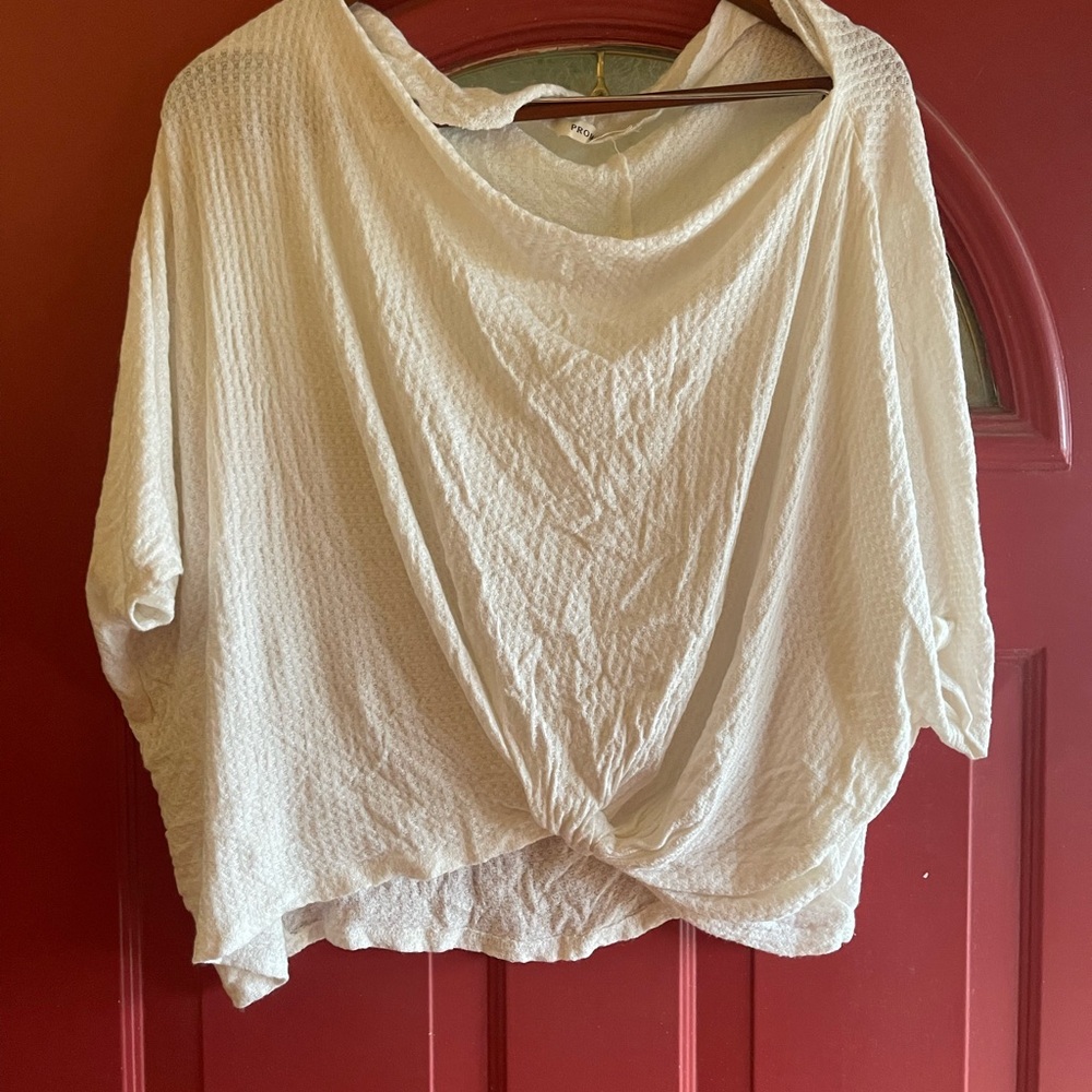 Promesa Cream Dolman Sleeve Tie Front Blouse